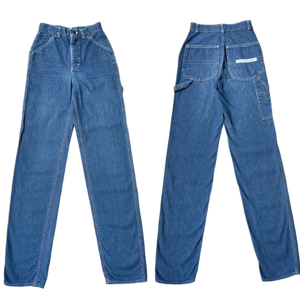70s vintage Lee Painter Pant Jeans Carpenter Utility Long inseam Talon Zipper.
